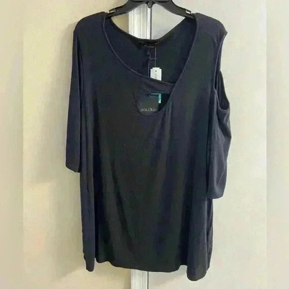 Goldray stitchfix garimma asymmetric cold shoulder top 96% modal. 3X. NWT‎ - Picture 1 of 11